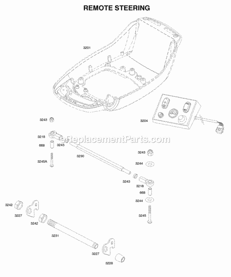 Remote Steering Diagram and Parts List for AA0201-0101-01  Briggs and Stratton Engine
